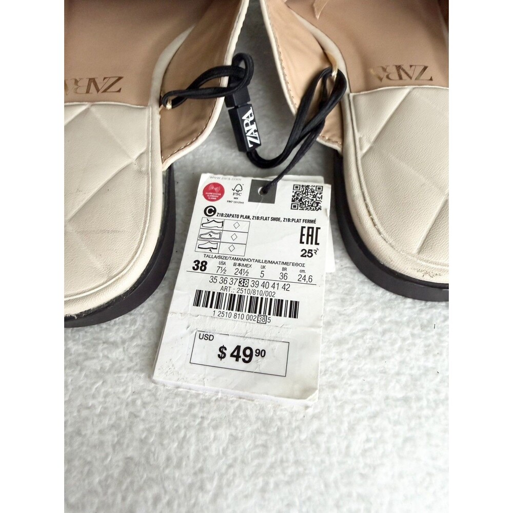 ZARA Women’s Slides Mules Slip Ons Loafers Open Back Sz 38 7.5 Tan shoes - Picture 7 of 9